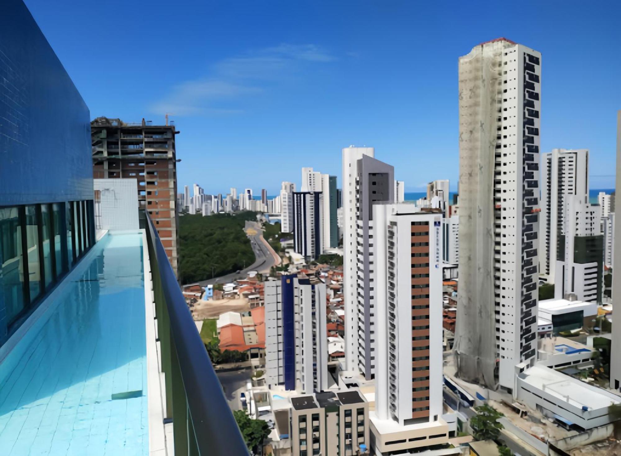 Flat Piscina No Rooftop Aluguel Temporada Em Recife Exterior foto